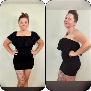 VINTAGE 90’s Y2K Black Keyhole Shift Mini Dress